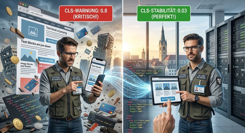 Das Klick-Chaos: Warum deine Webseite beim Laden springt (und die kostenlose 2-Worte-Lösung)